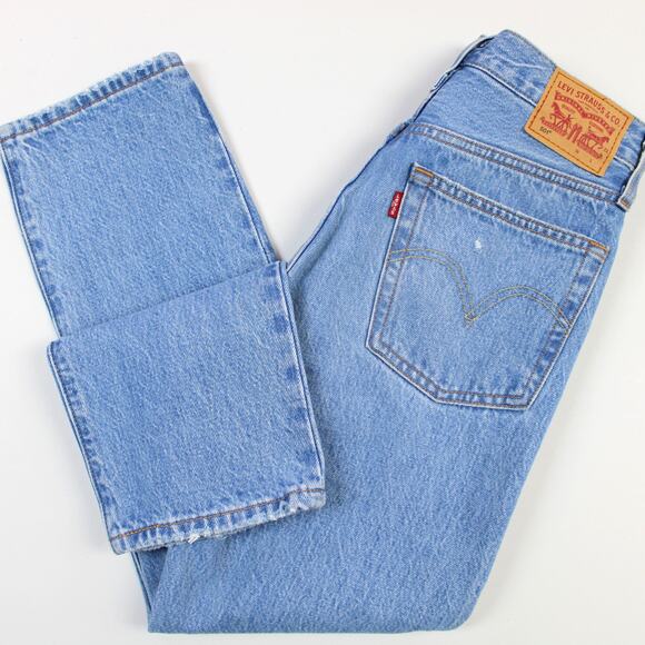 Levis 501 Womens Jeans 24x26 Distressed Button Fly High Rise Straight Go‎ See - Picture 3 of 8